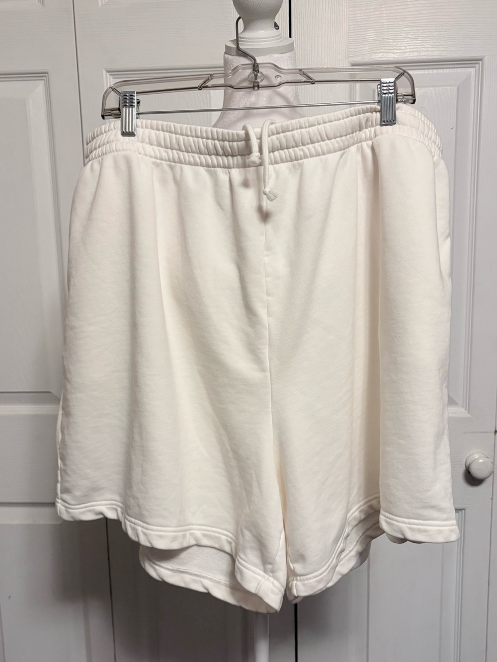 SKIMS Cream Fleece Drawstring Athletic Shorts